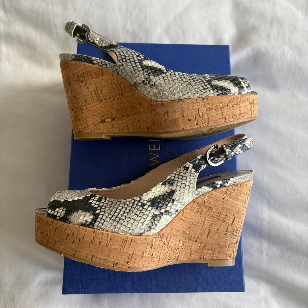 Stuart weitzman snake print cork